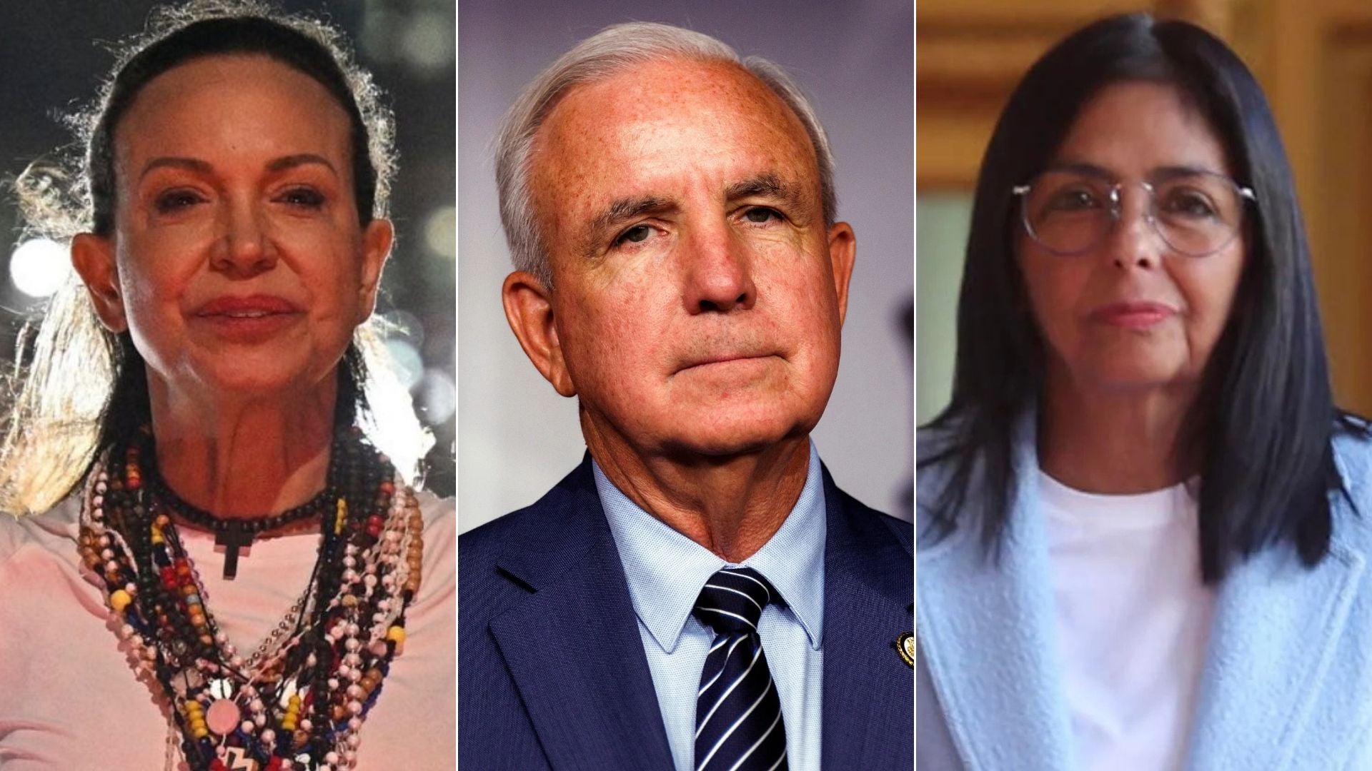 María Corina Machado, Carlos A. Gimenez y Delcy Rodríguez | Fotos: AFP - EFE