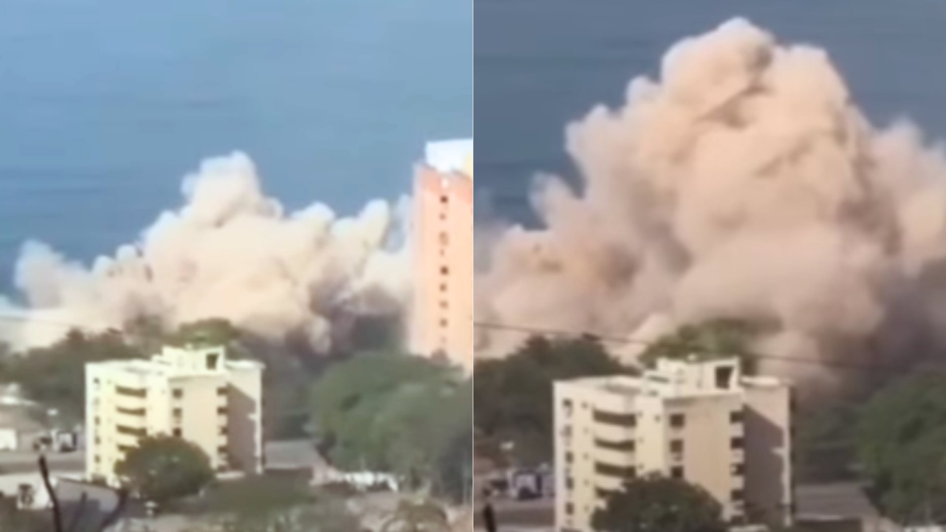 Demolición de la residencia Auromar en La Guaira (Venezuela) - Fotos: X