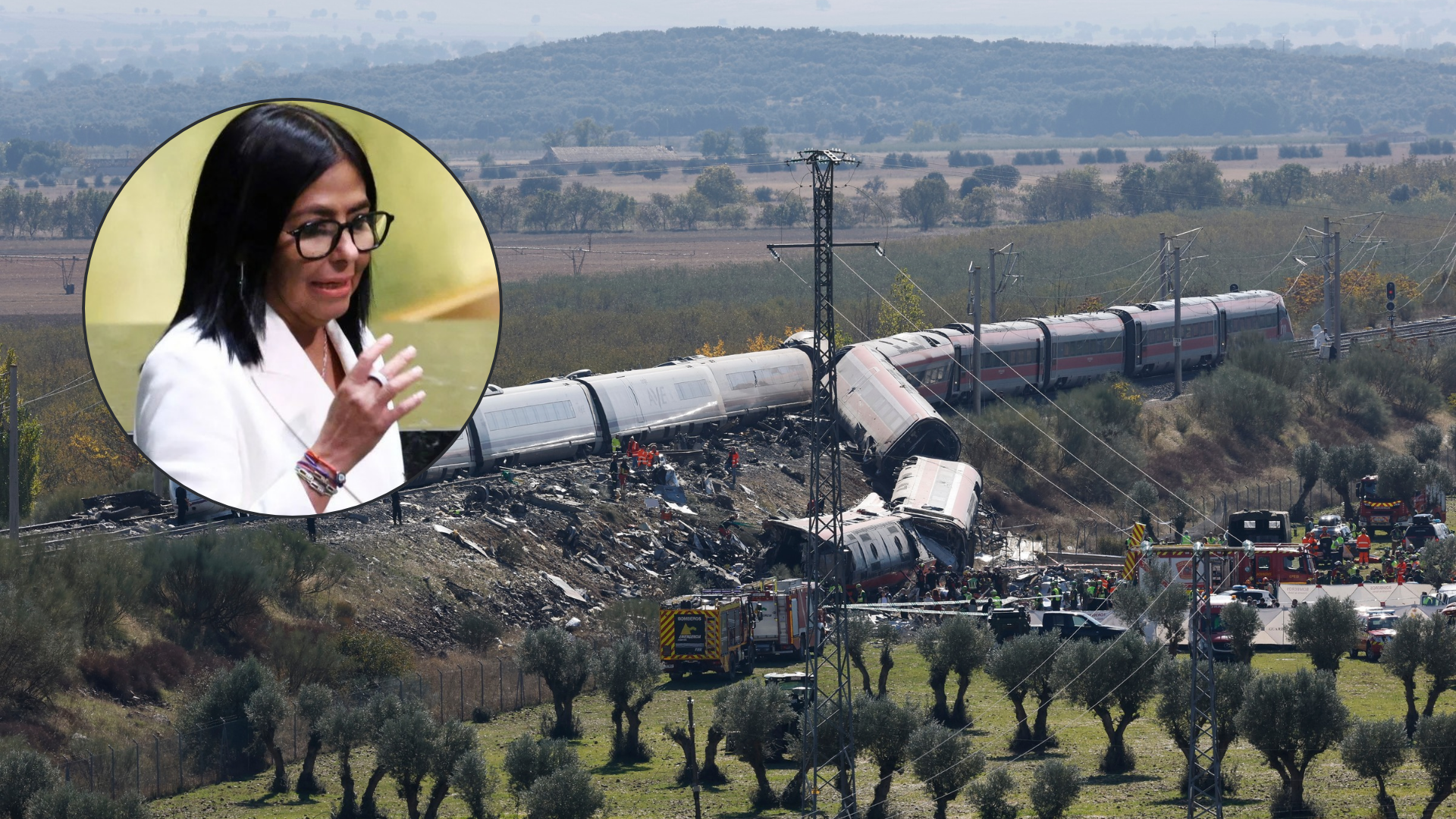 Accidente de tren en España y Delcy Rodríguez | Fotos: EFE-AFP