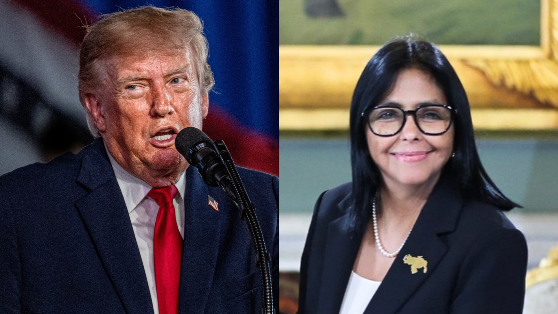 Donald Trump, presidente de EE. UU. / Delcy Rodríguez, jefe encargada del régimen venezolano - Fotos: EFE