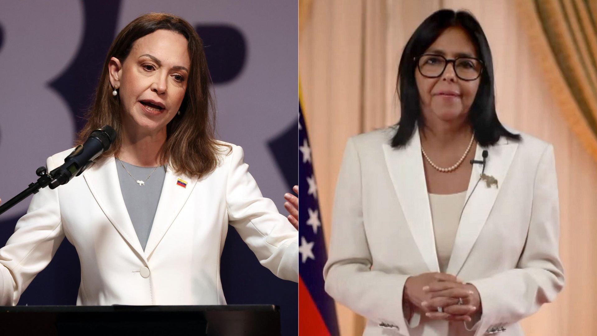María Corina Machado; Delcy Rodríguez - Fotos EFE