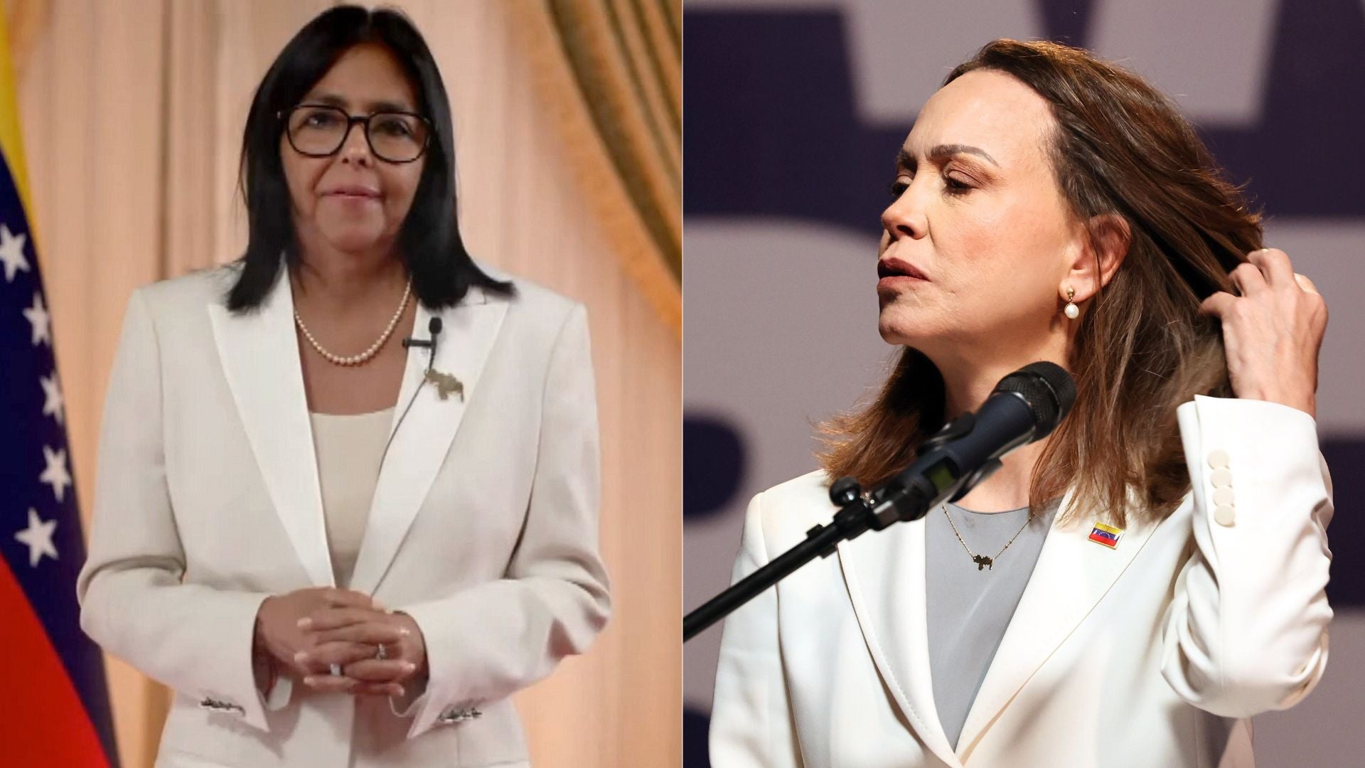 Delcy Rodríguez y María Corina Machado - EFE