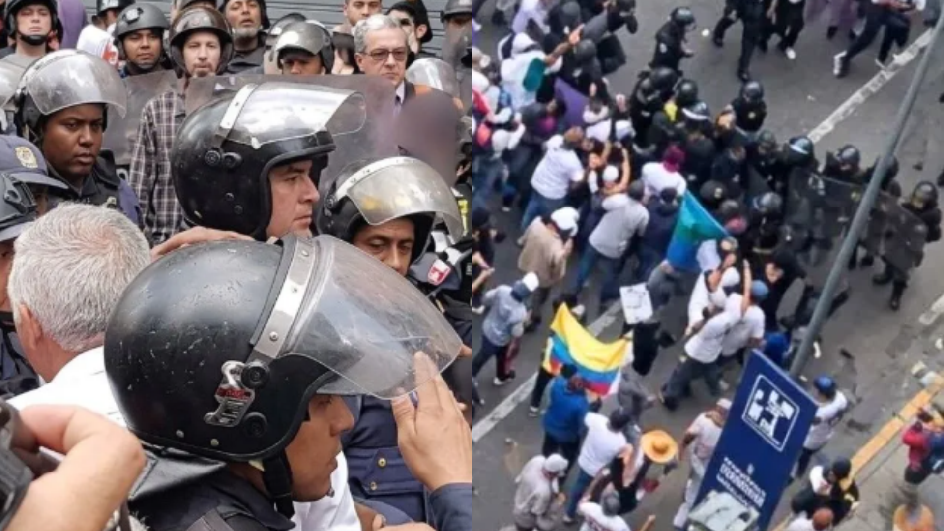 Represión policial durante marcha de trabajadores y familiares de presos políticos en Caracas (Venezuela) - Fotos: X