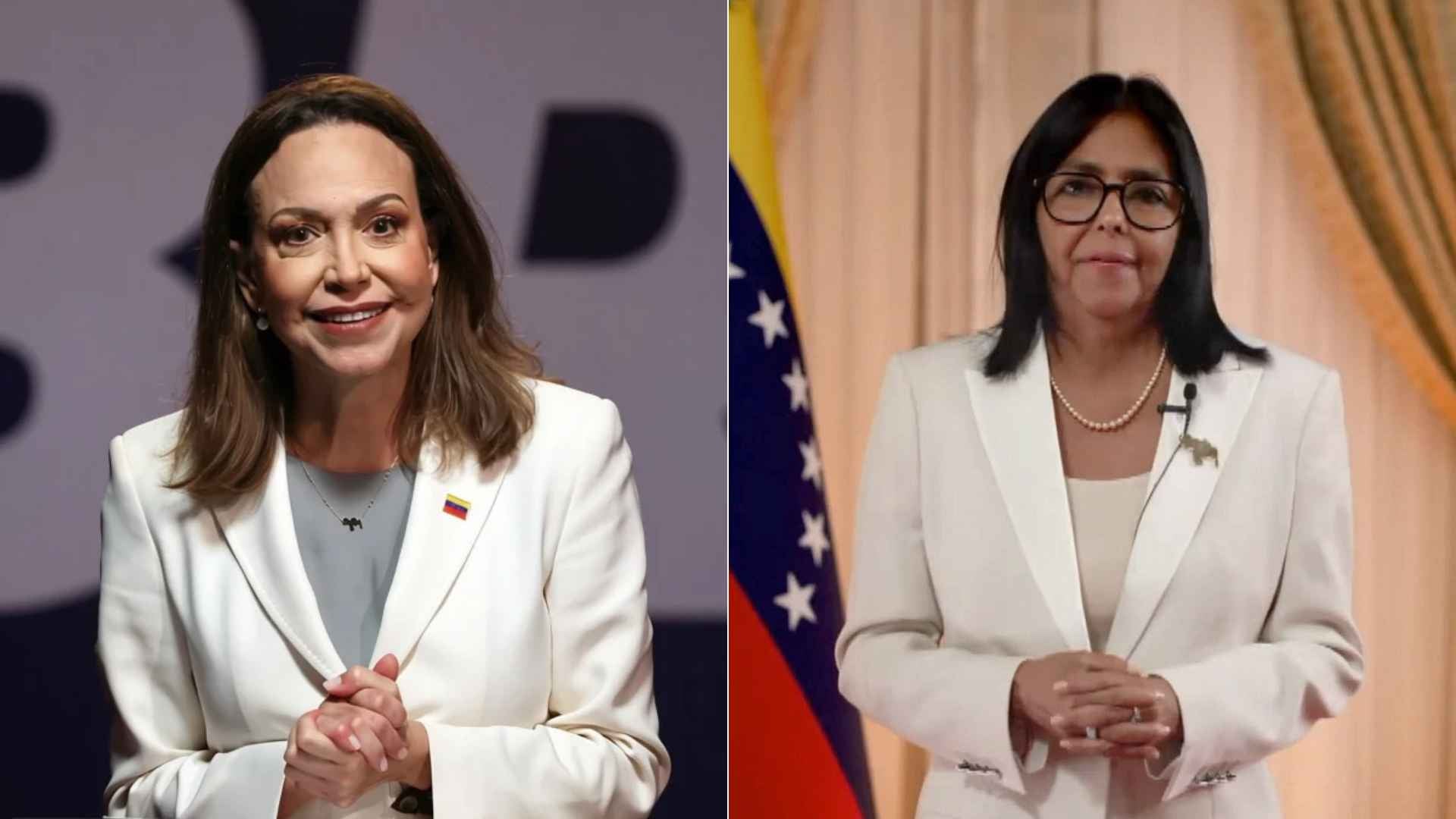 María Corina Machado/ Delcy Rodríguez - Fotos EFE