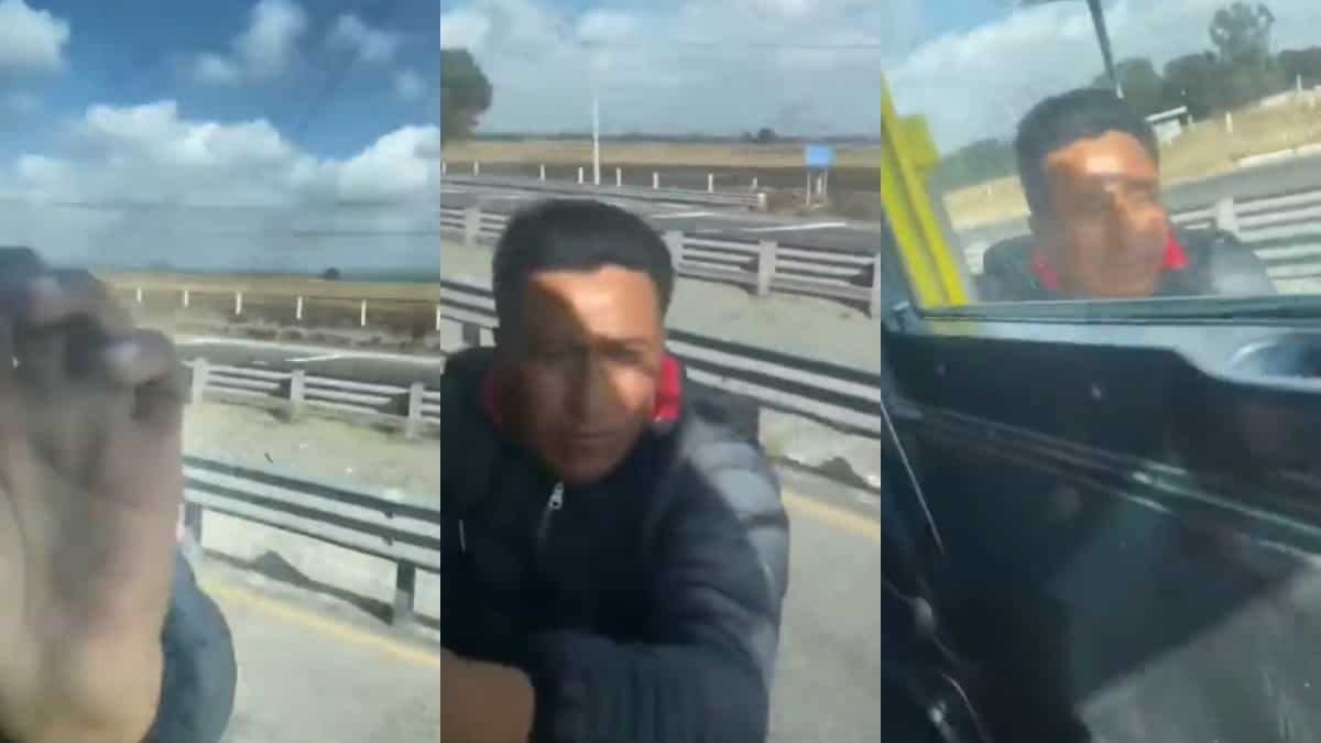 Foto tomada de: (Twitter - @AndreyGMaya) Asalto frustrado: delincuente queda colgado de un camión y su víctima lo graba
