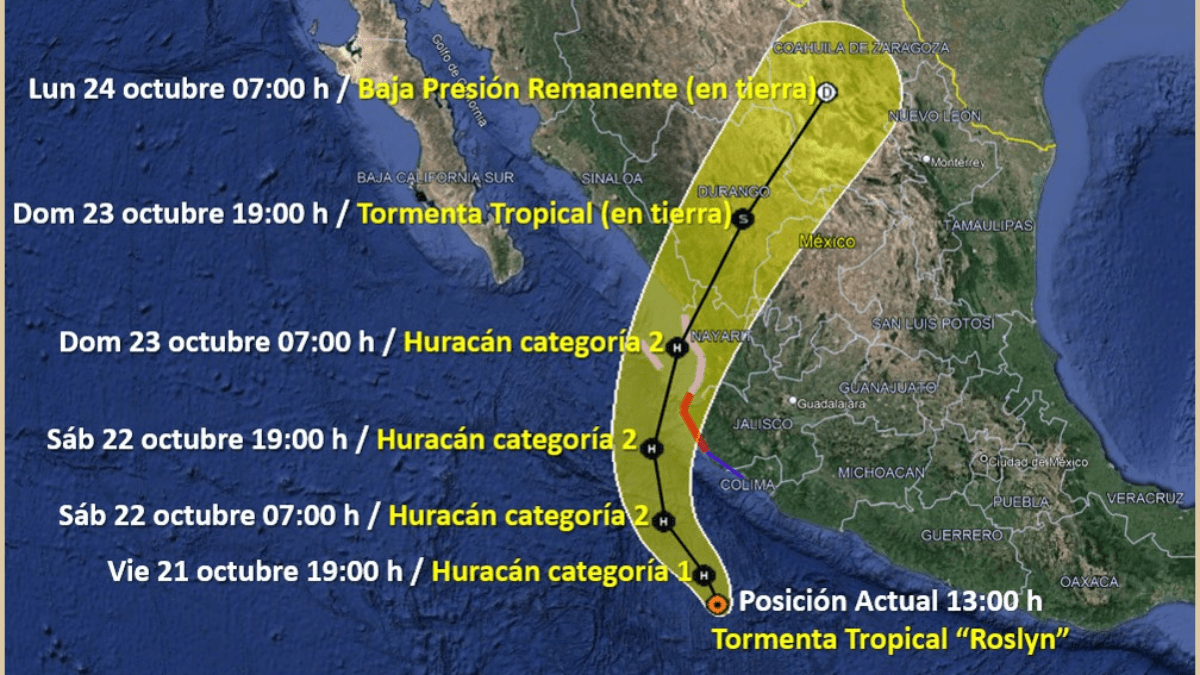 ormenta tropical Roslyn toma fuerza y amenaza con convertirse en huracán en México