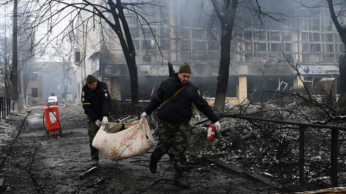 Cadáveres tras bombardeo en Babyn Yar / Foto AFP