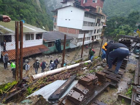 Inundaciones y deslizamientos de tierra en Machu Picchu, Perú. Foto: EFE / Ferdinan Ccori Quispe