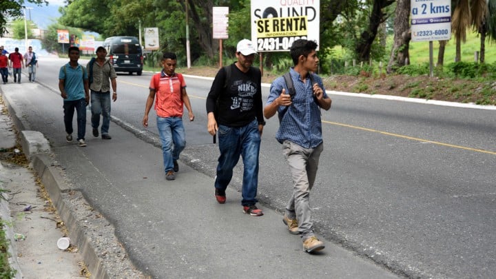 Migrantes hondureños en su travesía hacia EE. UU.