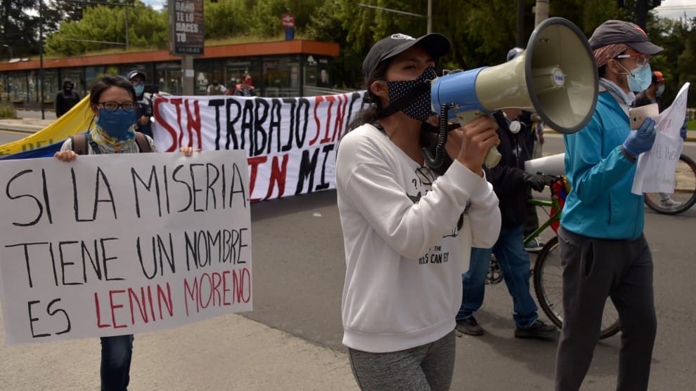 Trabajadores de Ecuador protestaron por reformas laborales aplicadas ante el coronavirus