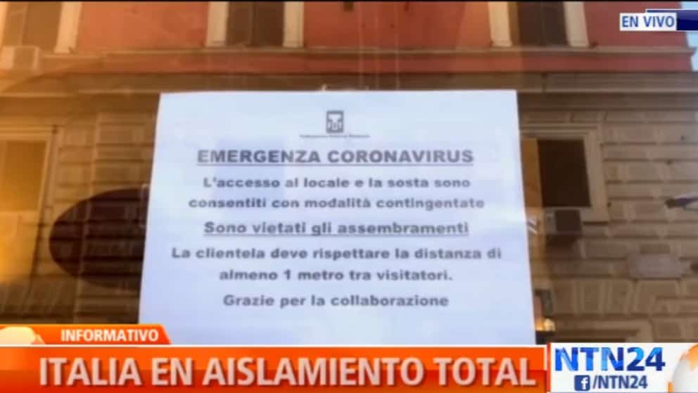 Italia se encuentra en aislamiento total por prevención contra el coronavirus