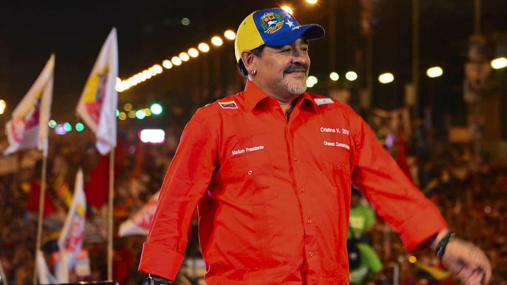 Maradona llegó a Venezuela para darle su "apoyo incondicional" a Maduro