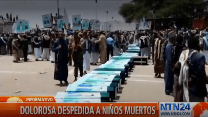 Niños fallecidos por ataque a un bus en Yemen fueron homenajeados