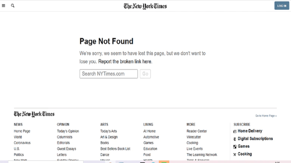 Sitio web del New York Times deja de funcionar / FOTO: Captura de pantalla