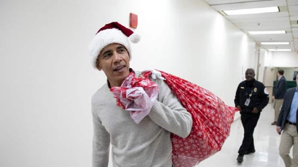 Obama en su visita al hospital