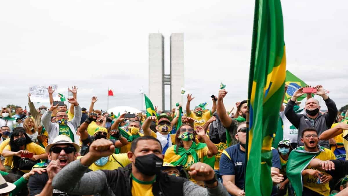 Manifestaciones a favor de Bolsonaro en Brasilia. Foto: AFP