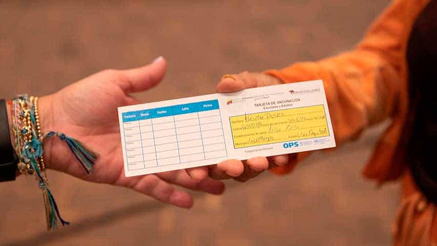 Tarjeta de vacunación | Foto: Cortesía