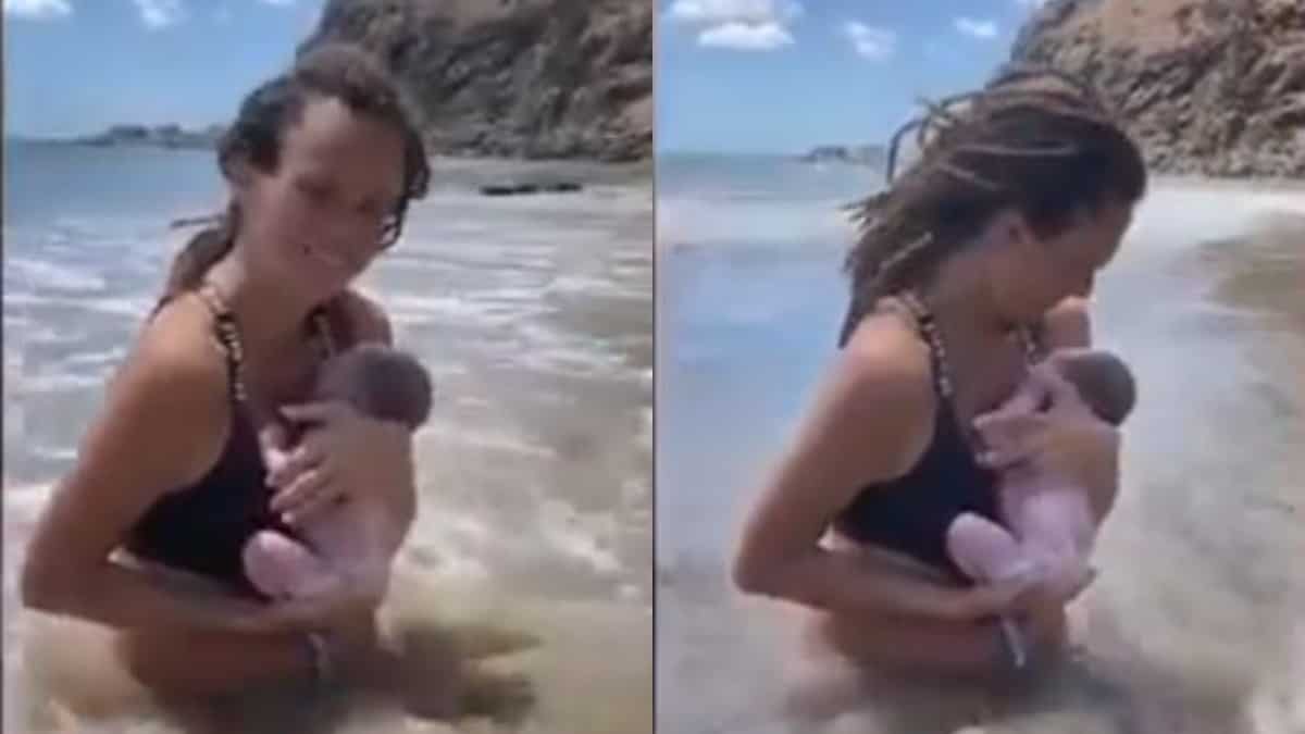 Llueven críticas a una mujer que grabó su propio parto en una playa de Nicaragua